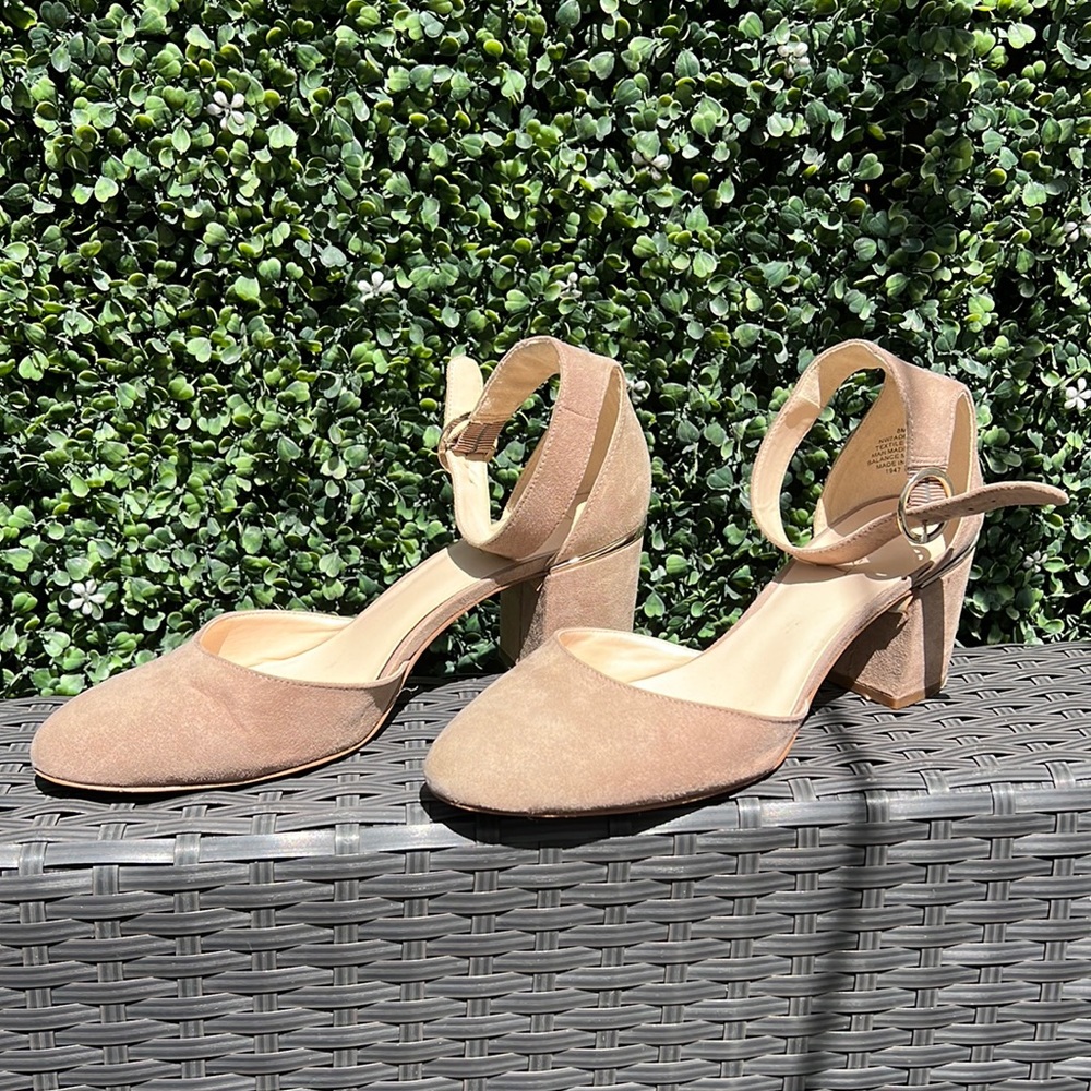 Nine West Addison natural Faux suede block heel